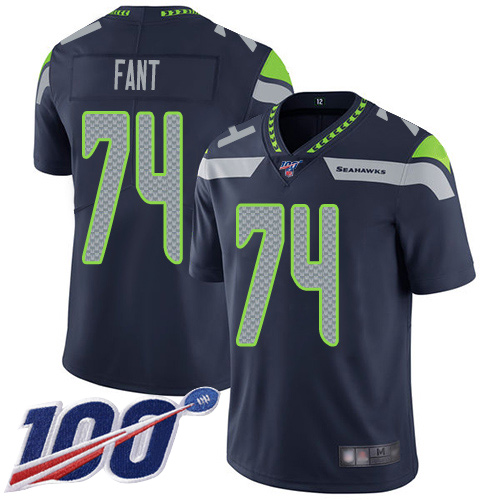 Seattle Seahawks Limited Navy Blue Men George Fant Home Jersey NFL Football 74 100th Season Vapor Untouchable